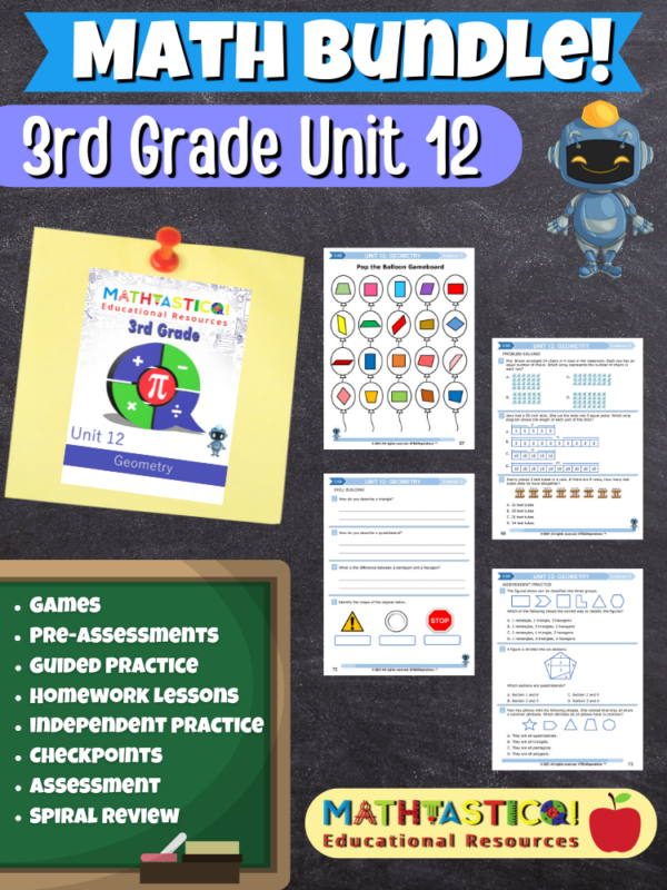 Mathtastico! 3rd Grade Math Bundle Unit 12 (Geometry)