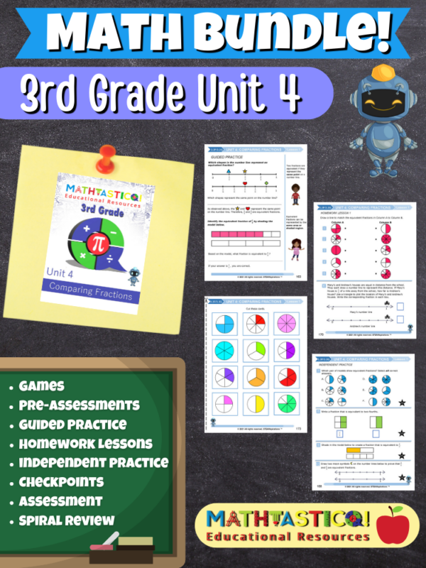 Mathtastico! 3rd Grade Math Bundle Unit 4 Comparing Fractions